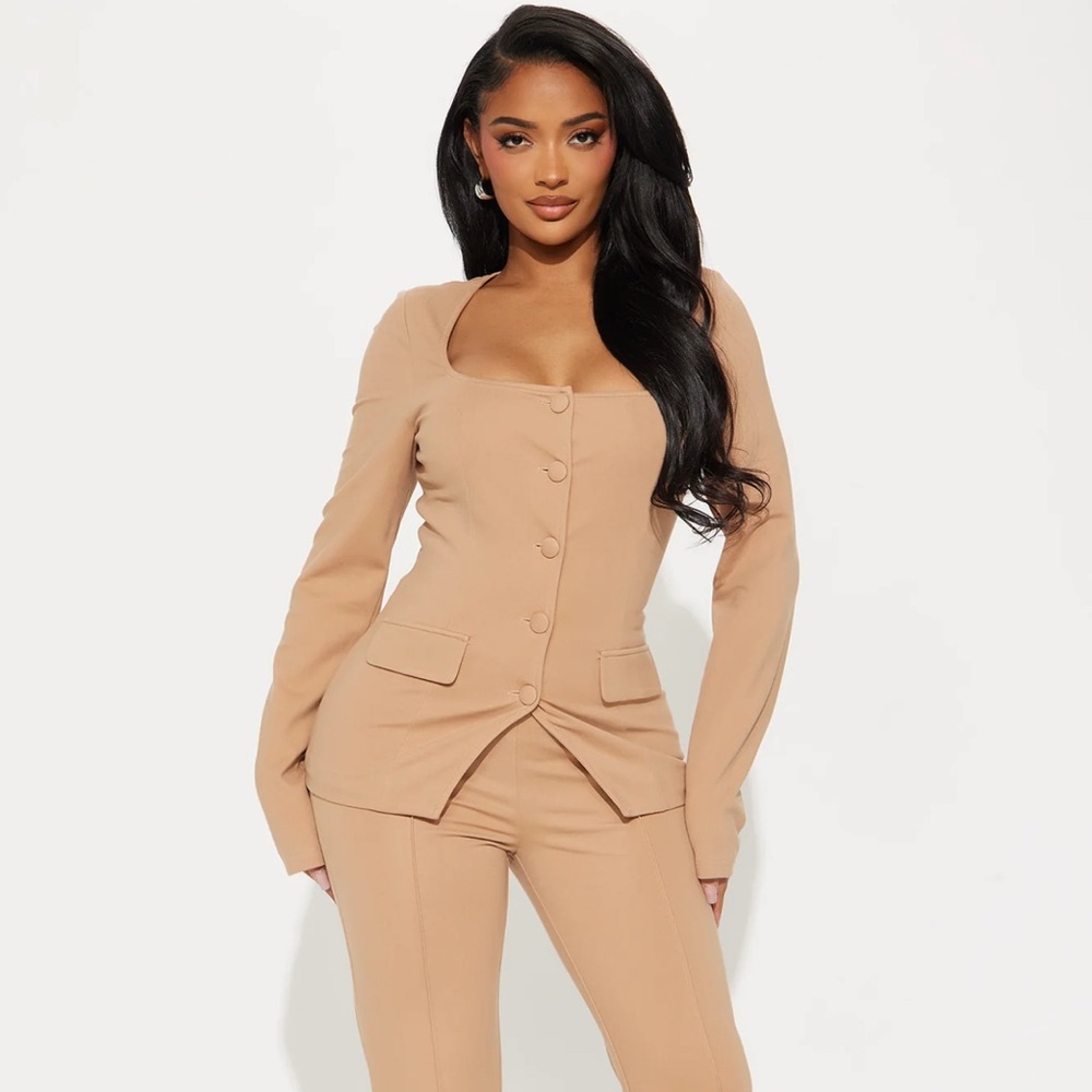 Fashion Nova - Mia Double Lined Ponte Long Sleeve Pant Set XS